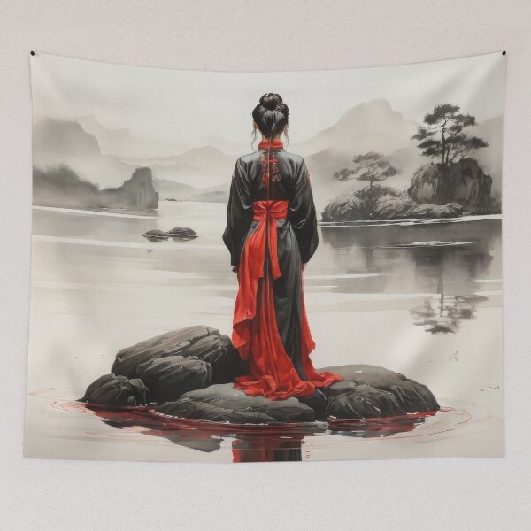 Item preview, Japanese Zen Woman Wall Art designed and sold by Prachodayat Artworks.