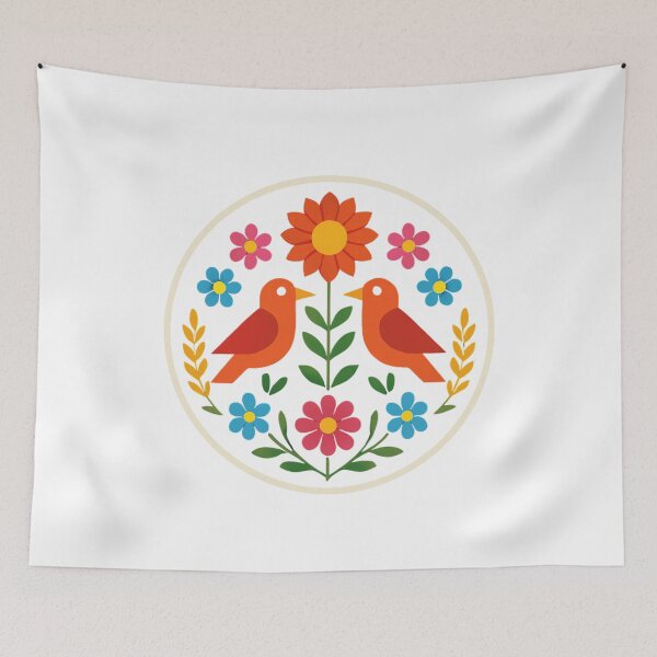 Item preview, Folklore Harmony: Vibrant Slavic Bird & Flower Circle Art designed and sold by Wild Hare.