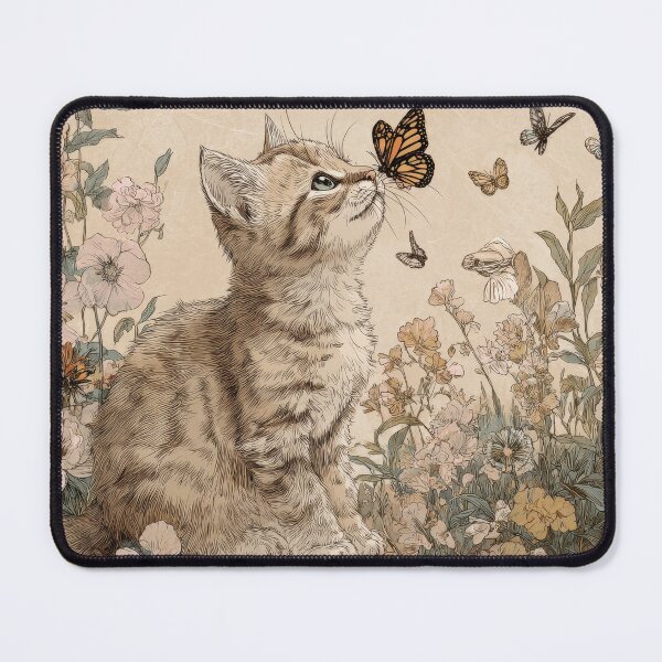 Item preview, Vintage Kitten Jigsaw Puzzle & Wall Art – Cottagecore Botanical Cat for Cat Lovers designed and sold by ArtFairy38.