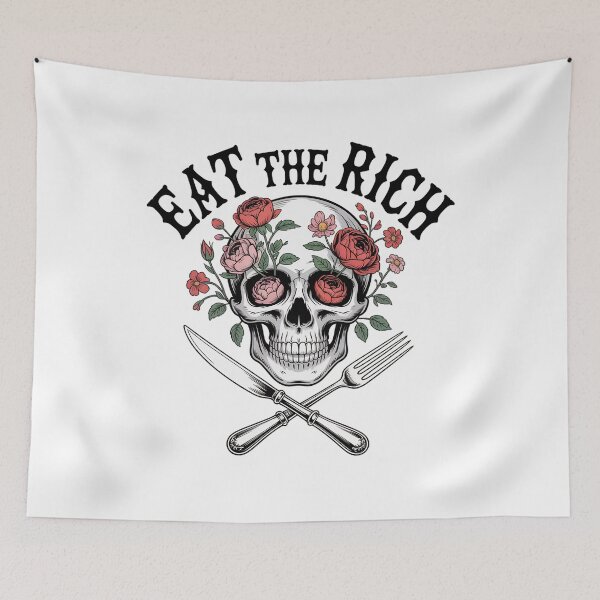 Item preview, Eat the Rich Skull with Flowers – Dark Humor Gothic Statement Design designed and sold by ArcticFoxStudio.