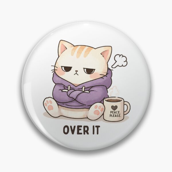Item preview, Over It Cat | Cute Kawaii Aesthetic | Tired Mood Design designed and sold by The Mood Index.