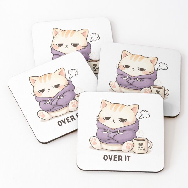 Item preview, Over It Cat | Cute Kawaii Aesthetic | Tired Mood Design designed and sold by The Mood Index.
