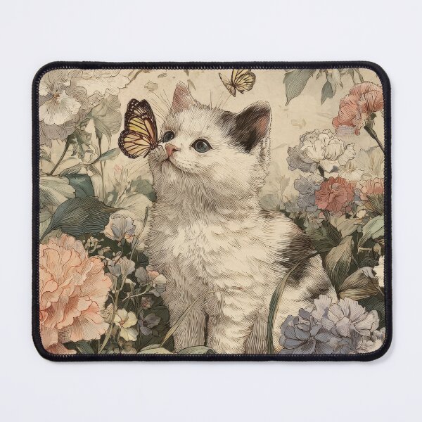 Item preview, Vintage Kitten Jigsaw Puzzle & Wall Art – Cottagecore Botanical Cat for Cat Lovers designed and sold by ArtFairy38.