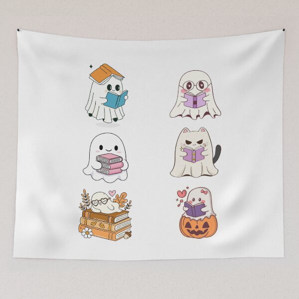 Item preview, Reading Sheet Ghost Cute Ghosts Reading Pack Book Set Spooky Book Lovers Gift Ideas Sticker designed and sold by trendnest_shop.