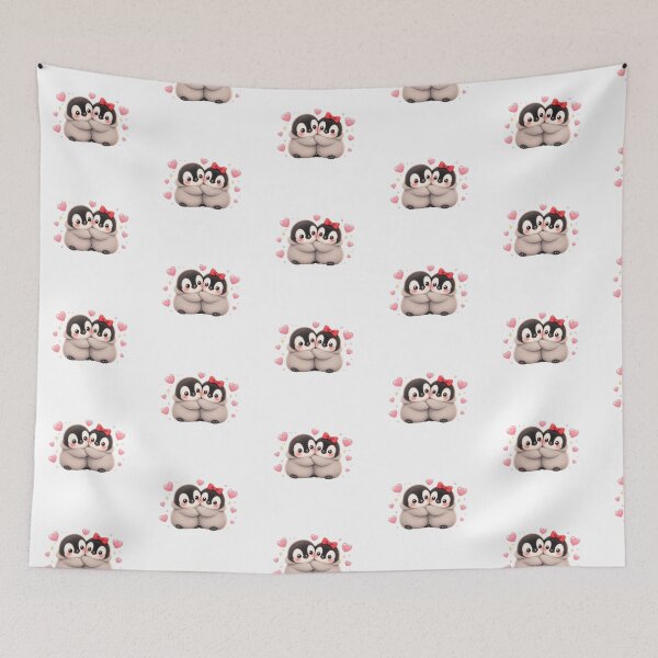 Item preview, Hugging penguins illustration designed and sold by Design by Sara.