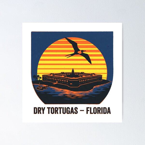 Item preview, Dry Tortugas Florida National Park Vintage Retro Sunset designed and sold by LoliDesignShop.
