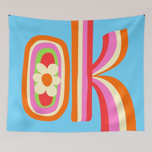 Item preview, Groovy Retro "OK" Flower Power – Electric Pop Candy designed and sold by nineFlorals.