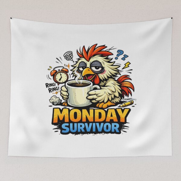 Item preview, Chicken Chaos – Monday Survivor Funny Coffee Lover T‑Shirt designed and sold by MerchlyMike.