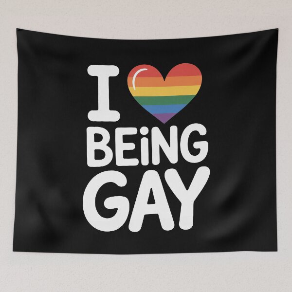 Item preview, I Love Being Gay Rainbow Heart Gay Pride Quote designed and sold by Say It With Ink.