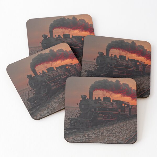 Item preview, The Bone Express - Surreal Steam Train Crossing Skull Desert at Sunset designed and sold by UnRealS.