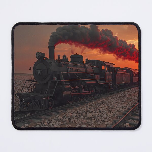 Item preview, The Bone Express - Surreal Steam Train Crossing Skull Desert at Sunset designed and sold by UnRealS.