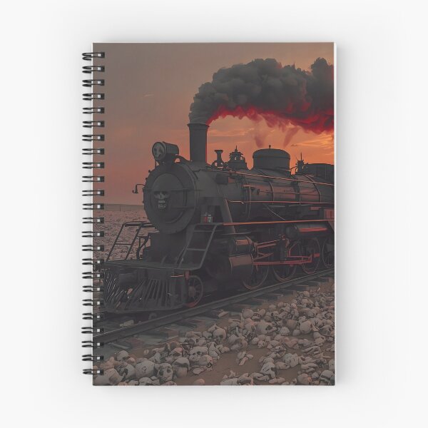 Artikelvorschau, Der Knochenexpress – Surrealer Dampfzug durchquert die Totenkopfwüste bei Sonnenuntergang entworfen und verkauft von UnRealS.