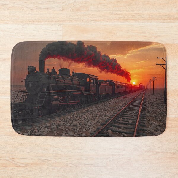 Item preview, The Bone Express - Surreal Steam Train Crossing Skull Desert at Sunset designed and sold by UnRealS.