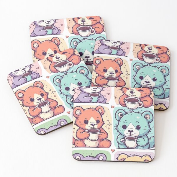 Item preview, cute animals drinking coffe designed and sold by Saucebyte.