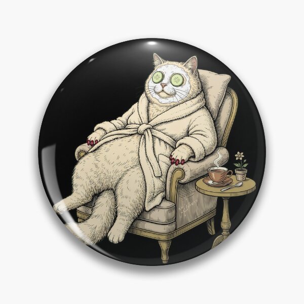 Item preview, Fat Spa Cat Luxury Bathrobe — Cucumber Eyes Dark Humor Engraving Art designed and sold by Lestari Studio.