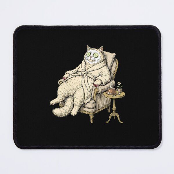 Item preview, Fat Spa Cat Luxury Bathrobe — Cucumber Eyes Dark Humor Engraving Art designed and sold by Lestari Studio.