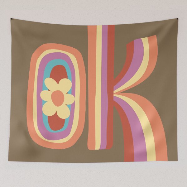 Item preview, Groovy Retro "OK" Flower Power – Desert Peach Vibes designed and sold by nineFlorals.