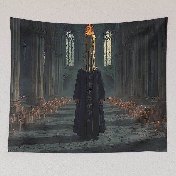 Item preview, The Eternal Flame Priest - Surreal Gothic Cathedral Candle Head designed and sold by UnRealS.