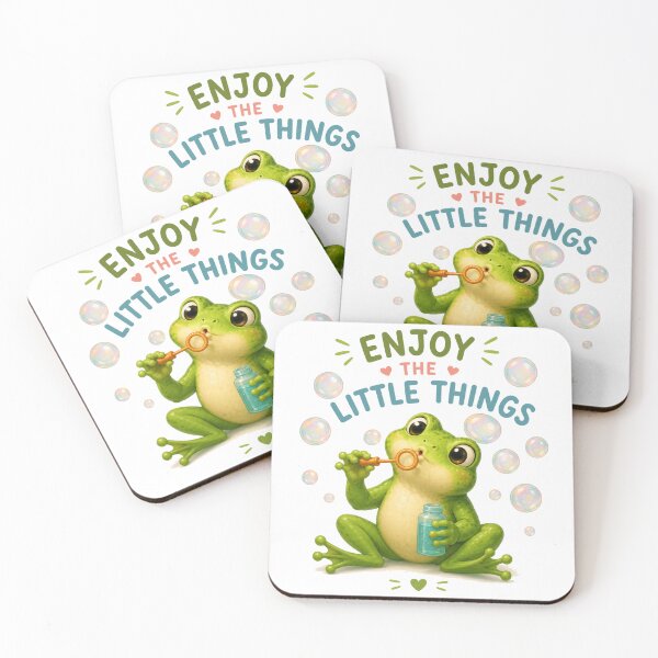Item preview, Enjoy The Little Things Cute Bubble Frog Kawaii Design designed and sold by Tidarat-27.