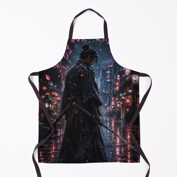 Item preview, Cyberpunk Samurai Rain Night Cherry Blossom Neon City Katana Dark Aesthetic designed and sold by irfanshikh.
