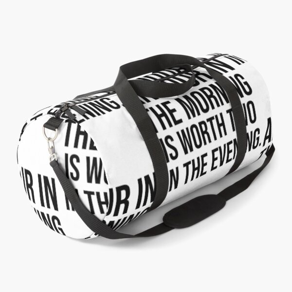 Item preview, An hour in the morning is worth two in the evening motivational quotes designed and sold by Pikkalo.