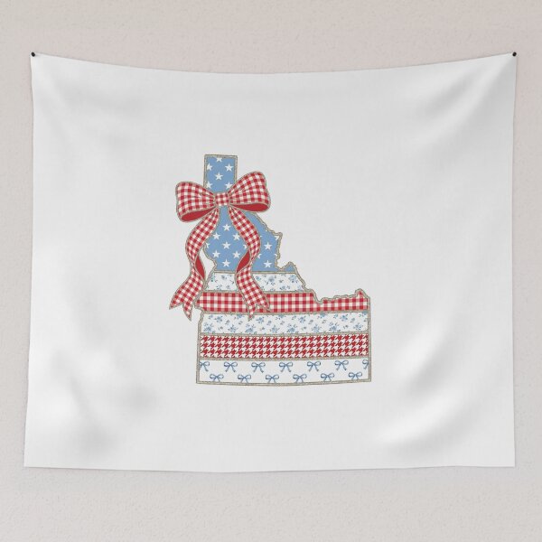 Item preview, Cute Patriotic Idaho Map with Red Gingham Bow designed and sold by Paper Drip.