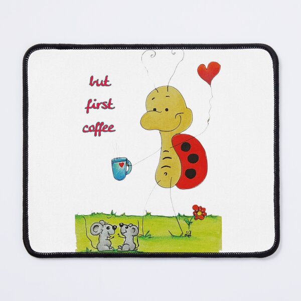 Item preview, Little beetle Karlchen with coffee cup – Coffee Lover Bug designed and sold by KarinKaefer.