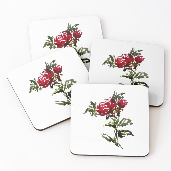 Item preview, Red Rose Watercolor Botanical Art Print designed and sold by Little Bloom Studio.