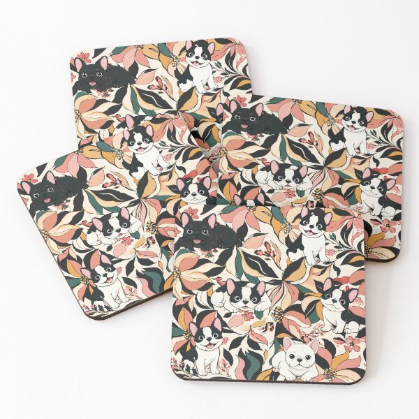 Item preview, Cute French Bulldog Floral Pattern - Earthy Boho Frenchie Art designed and sold by MonNoir.