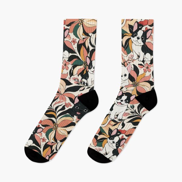 Item preview, Cute French Bulldog Floral Pattern - Earthy Boho Frenchie Art designed and sold by MonNoir.