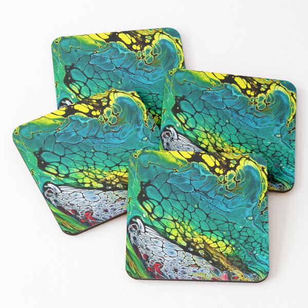 Item preview, Neon Ocean Cells - Original Fluid Art Acrylic Pour Abstract Painting designed and sold by PourtionOfArt.