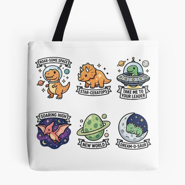 Item preview, Kawaii Space Dino Sticker Pack - Cute Dinosaur Astronaut & Galaxy Puns designed and sold by SimpleP.