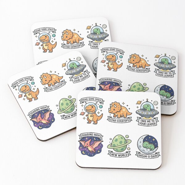 Item preview, Kawaii Space Dino Sticker Pack - Cute Dinosaur Astronaut & Galaxy Puns designed and sold by SimpleP.