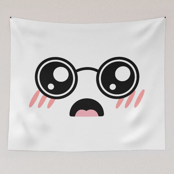 Item preview, Cute kawaii blushing surprised nerdy face designed and sold by BlushyPrint.
