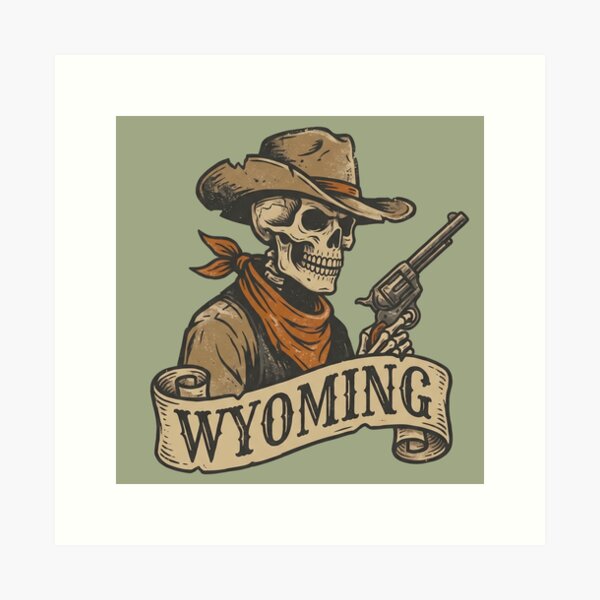 Item preview, Wyoming Spooky Skeleton Cowboy Western designed and sold by Milasneeze.