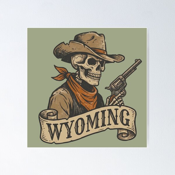 Item preview, Wyoming Spooky Skeleton Cowboy Western designed and sold by Milasneeze.