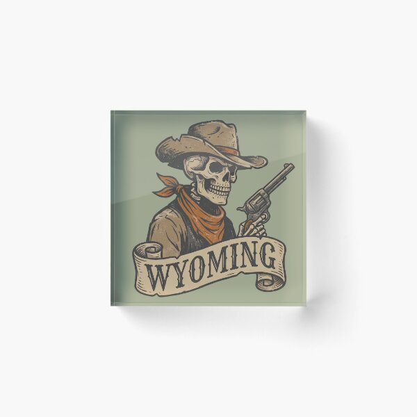 Item preview, Wyoming Spooky Skeleton Cowboy Western designed and sold by Milasneeze.