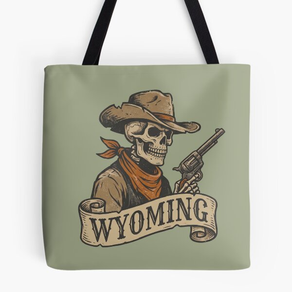 Item preview, Wyoming Spooky Skeleton Cowboy Western designed and sold by Milasneeze.
