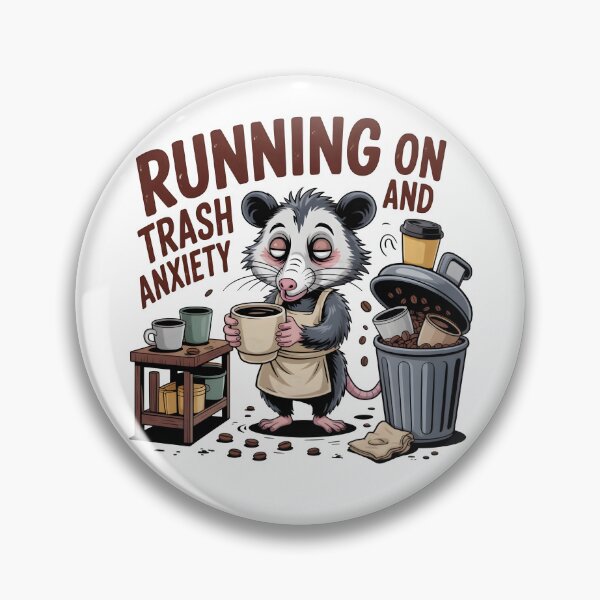 Item preview, Funny Opossum Coffee Running on Trash and Anxiety Meme Retro designed and sold by Fitswear.