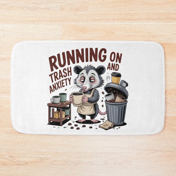 Item preview, Funny Opossum Coffee Running on Trash and Anxiety Meme Retro designed and sold by Fitswear.