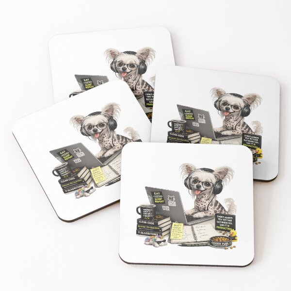 Item preview, Funny Chinese Crested Coding Dog – Realistic Programmer Puppy designed and sold by YamiSociety.