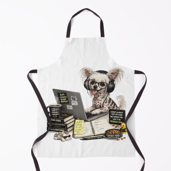 Item preview, Funny Chinese Crested Coding Dog – Realistic Programmer Puppy designed and sold by YamiSociety.