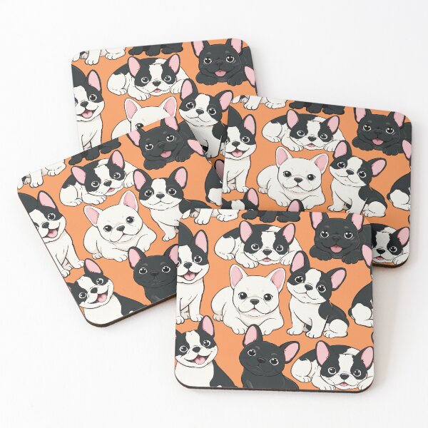 Item preview, Happy French Bulldog Pattern - Bright Orange Frenchie Art designed and sold by MonNoir.