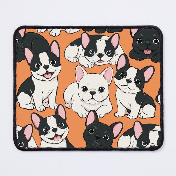 Item preview, Happy French Bulldog Pattern - Bright Orange Frenchie Art designed and sold by MonNoir.