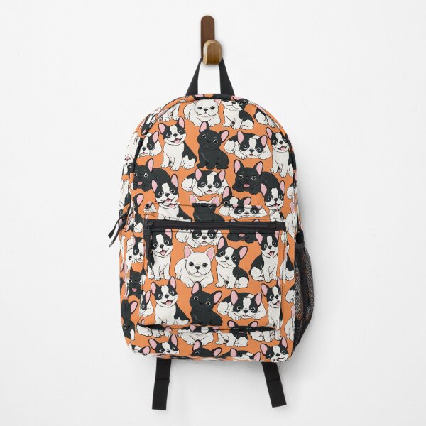 Item preview, Happy French Bulldog Pattern - Bright Orange Frenchie Art designed and sold by MonNoir.