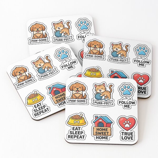Item preview, Kawaii Pet Lover Sticker Pack - Cute Dog & Cat Puns designed and sold by SimpleP.