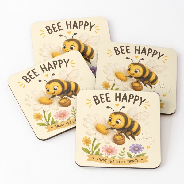 Item preview, Bee Happy Cute Bumble Bee Kawaii Flower Design designed and sold by Tidarat-27.