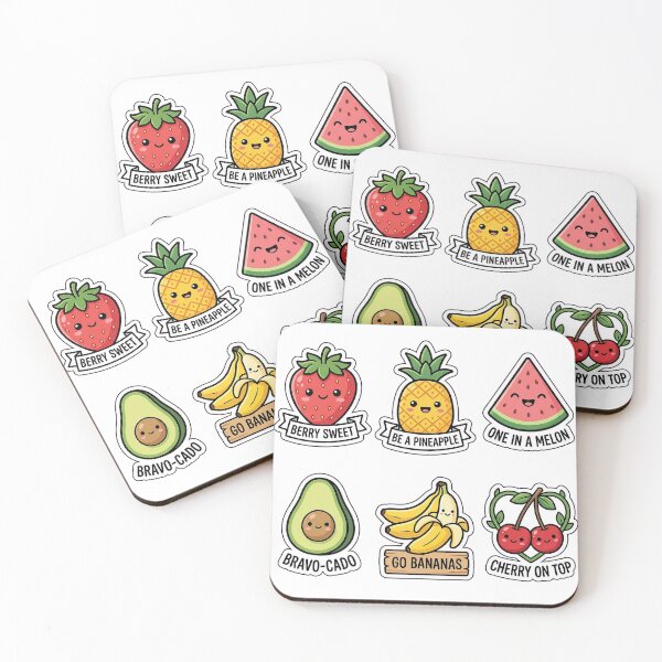 Item preview, Kawaii Sweet Fruit Sticker Pack - Cute Strawberry & Berry Puns designed and sold by SimpleP.