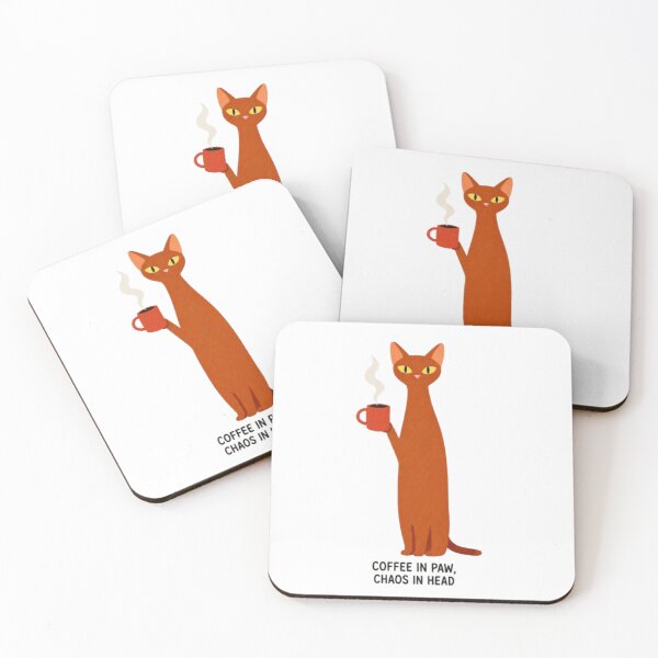 Item preview, Coffee in Paw, Chaos in Head – Funny Cat Sticker designed and sold by ByLusya.