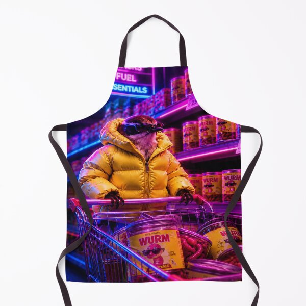 Item preview, Cool bird in a neon supermarket – quirky cyberpunk animal motif with worm cans designed and sold by Gletschie.